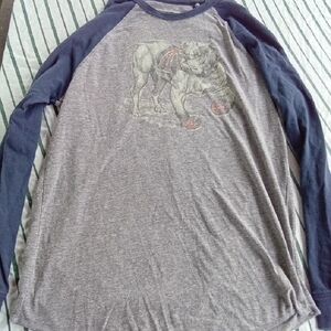 Mens M Lucky Brand Gray and Blue Long Sleeve Tee